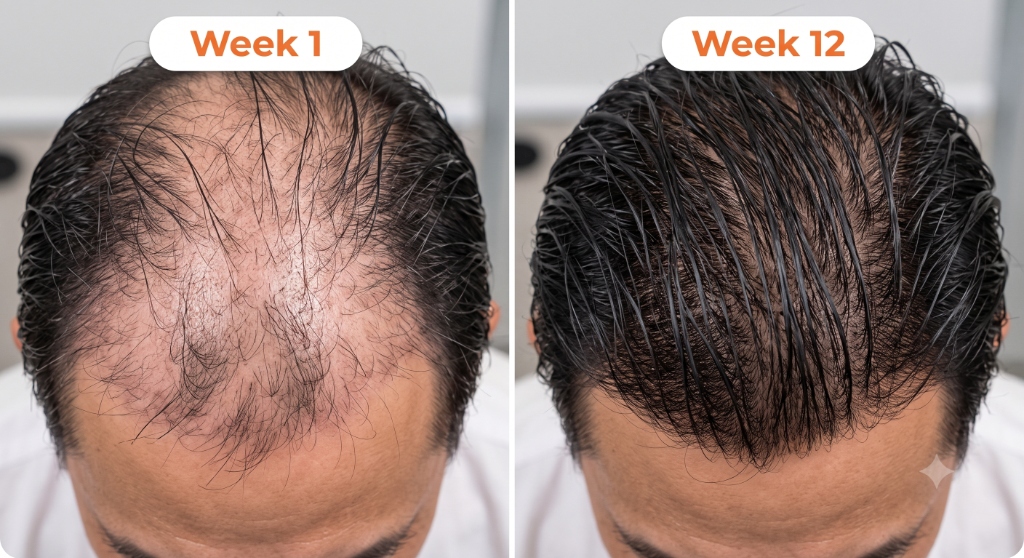 Kết quả mọc tóc Rugen ZOZU vùng đỉnh đầu
