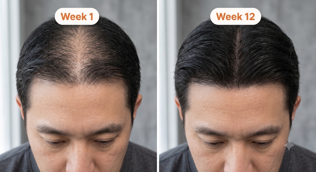 Kết quả mọc tóc Rugen ZOZU thưa rẽ ngôi